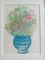 Aquarel Stilleven met bloemen gesigneerd, Antiek en Kunst, Verzenden