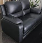 Lederlook Twee-driezitsbank - Zwart, Ophalen, 150 tot 200 cm, Tweepersoons, Zo goed als nieuw
