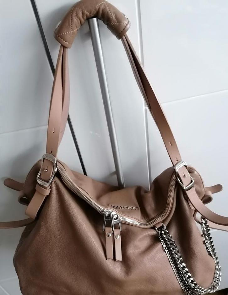 Jimmy choo handtas., Sieraden, Tassen en Uiterlijk, Tassen | Damestassen, Gebruikt, Handtas, Bruin, Ophalen of Verzenden