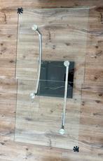 Roterende glazen salontafel met marmeren voet, Huis en Inrichting, Tafels | Salontafels, 100 tot 150 cm, 50 tot 75 cm, Modern