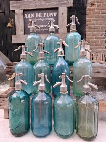 Oude vintage spuitfles blauw zeegroen zeeblauw beschikbaar voor biedingen