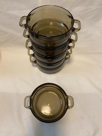 Retro Set van 6 Arcoroc Soepkommen Snackschaaltjes met oor beschikbaar voor biedingen