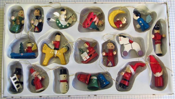 Gekleurde houten kerstversierselen voor in de boom, Diversen, Kerst, Nieuw, Ophalen of Verzenden