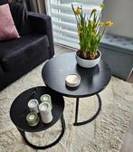 Salontafel Rond Zwart Hout Print 60 en 40cm, 50 tot 100 cm, Rond, Zo goed als nieuw, Metaal