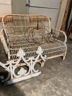 Vintage rotan bankje, Ophalen, Gebruikt, Rotan