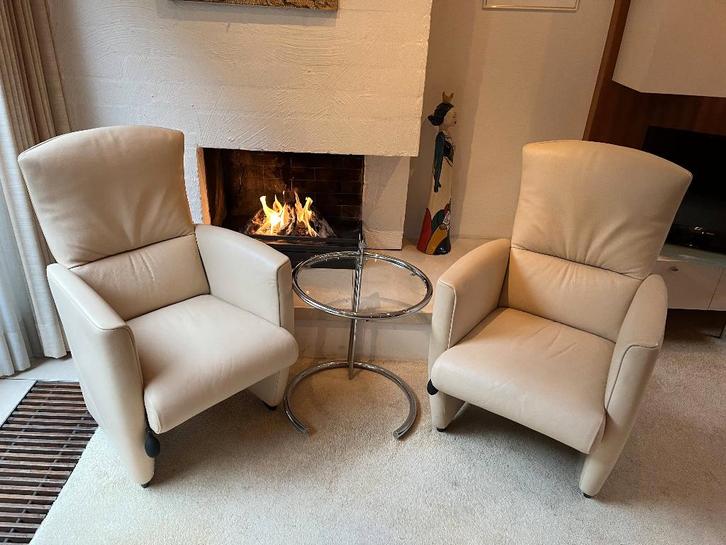 Set Jori Vinci wit lederen fauteuils, Huis en Inrichting, Fauteuils, Zo goed als nieuw, Leer, 50 tot 75 cm, 75 tot 100 cm, Ophalen