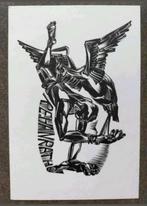 Exlibris R.E. Hanrath (Jan Dik, 1968) (naakt, man, vogel), Antiek en Kunst, Ophalen of Verzenden