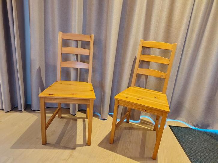Twee IKEA Jokkmokk Houten Stoelen, Huis en Inrichting, Stoelen, Zo goed als nieuw, Twee, Hout, Bruin, Ophalen