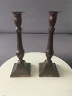 Verfijnde antieke koperen kandelaars, empire., Ophalen of Verzenden, Koper of Brons