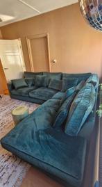 Groene velvet hoekbank, Huis en Inrichting, Banken | Bankstellen, Ophalen, 250 tot 300 cm, 100 tot 125 cm, Zo goed als nieuw