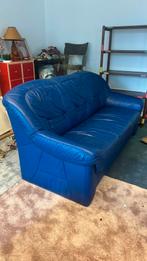 Kobalt blauwe leren bank, Ophalen, 150 tot 200 cm, Tweepersoons, 75 tot 100 cm