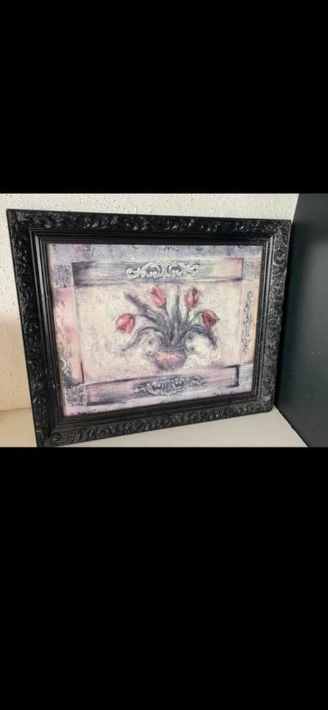 mooie WANDDECORATIE IN ZWARTE LIJST, Huis en Inrichting, Woonaccessoires | Schilderijen, Tekeningen en Foto's, Gebruikt, Overige typen