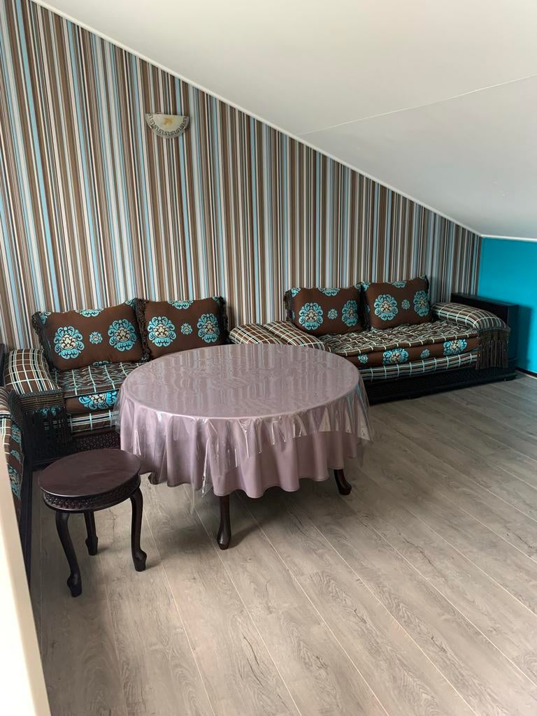 Marokaanse zithoek met tafel, mini tafels en 2x opbergboxen, Ophalen, Gebruikt, Stof, Marokaanse stijl