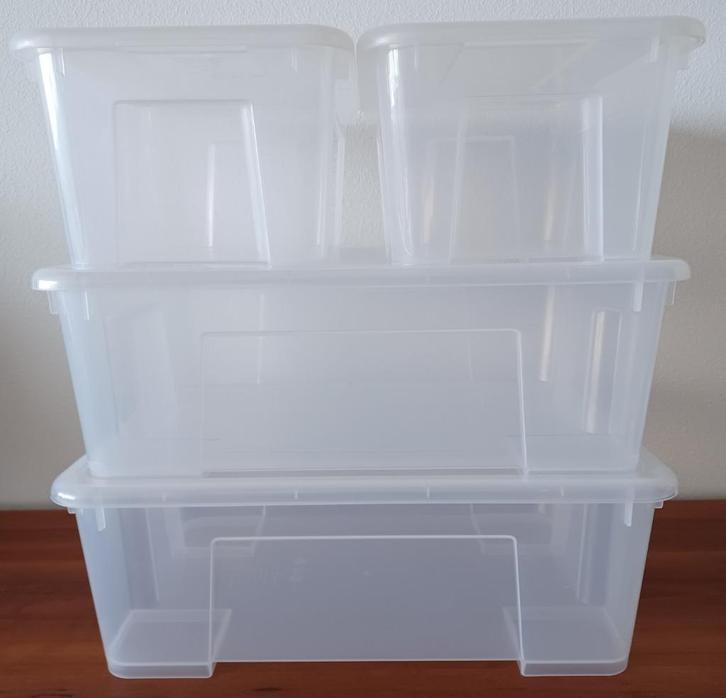 Ikea SAMLA - 4x bak met deksel - 2x 5L & 2x 11L, Doe-het-zelf en Verbouw, Kratten en Dozen, Zo goed als nieuw, Bak of Kist, Minder dan 50 cm