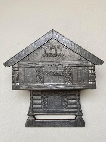 Noors vintage sleutelkastje - Tin/Eikenhout! beschikbaar voor biedingen