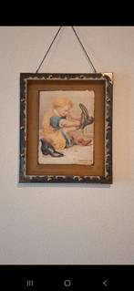 Vintage Kinderportret in Lijst, Antiek en Kunst, Ophalen