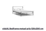 vidaXL Bedframe metaal grijs 120x200 cm, Huis en Inrichting, Slaapkamer | Bedden, 120 cm, Grijs, Metaal, Zo goed als nieuw