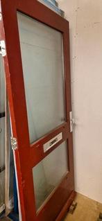 Houten buitendeur met thermopane glas, Doe-het-zelf en Verbouw, Deuren en Horren, Ophalen, Gebruikt, 200 tot 215 cm, Glas