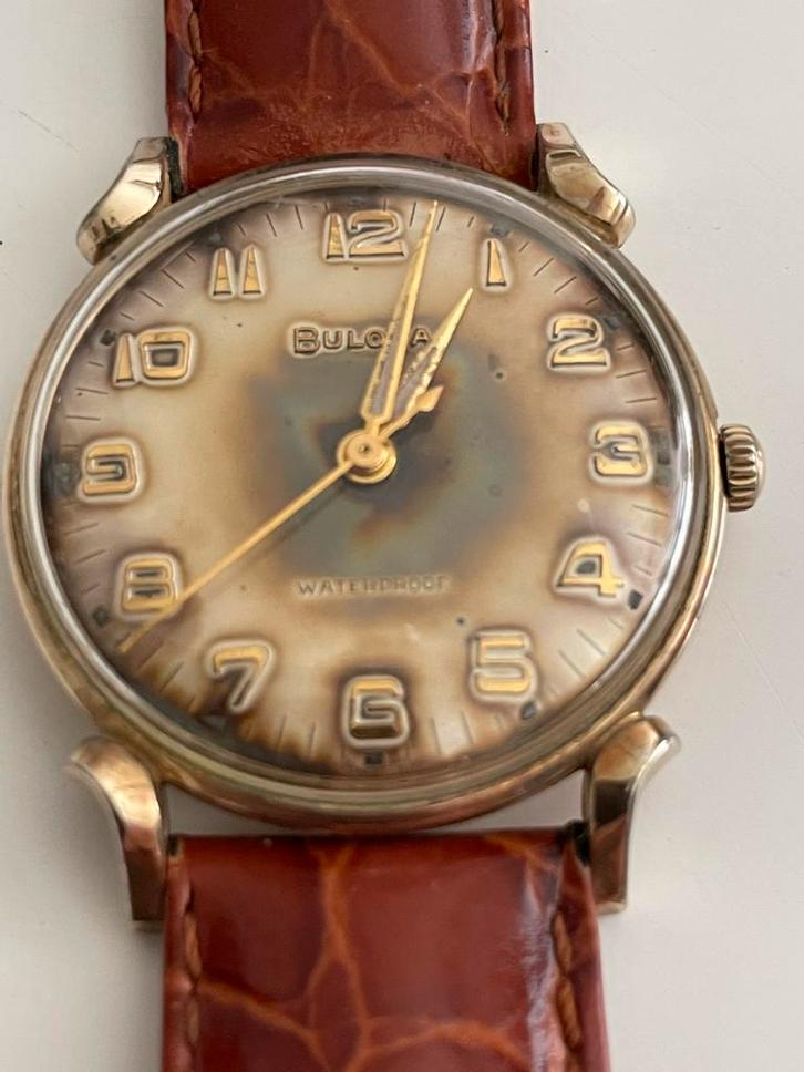 Antiek Bulova Polshorloge, Sieraden, Tassen en Uiterlijk, Horloges | Antiek, Polshorloge, Bulova, Goud, 1930 tot 1960, Met bandje