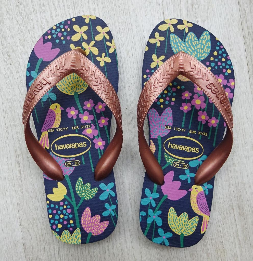Kleurrijke Havaianas slippers - bloemen - vogels - mt 31/ 32, Ophalen, Meisje, Overige typen, Nieuw