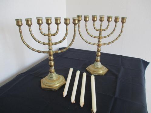 Menorah 7 armen kandelaar koper, Antiek en Kunst, Antiek | Kandelaars, Koper of Brons, Ophalen of Verzenden