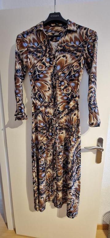 Lady Day jurk lang van travelstof beige blauw maat medium beschikbaar voor biedingen