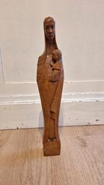 Art deco houten beeld Maria met kind,  zie foto's, Antiek en Kunst, Ophalen of Verzenden