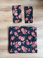 Mooi donkerblauw dekbedovertrek met bloemen 200 x 200 cm, Dekbedovertrek, Tweepersoons, Ophalen of Verzenden, Zo goed als nieuw