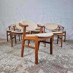 Schou Andersen, vintage jaren 60 Deense eetkamerstoelen teak, Ophalen, Hout, Bruin, Kai Kristiansen, Brutalistisch, zeldzaam, wegner
