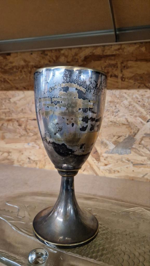 Antieke beker Skûtsjesilen Sneek A.M.Sustring, Verzamelen, Scheepvaart, Gebruikt, Ophalen of Verzenden