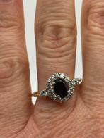 Z939 Prachtige zilveren entourage ring goudkleur maat 21, 20 of groter, Ophalen of Verzenden, X, Met edelsteen