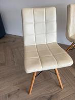 6x eetkamerstoel wit leder, grenen poten, Huis en Inrichting, Stoelen, Ophalen, Wit, Zo goed als nieuw, Vijf, Zes of meer stoelen