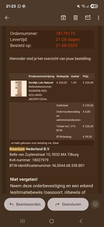 Gordijnen 276 breedte en 100 hoogte. Kwantum Lois Naturel beschikbaar voor biedingen