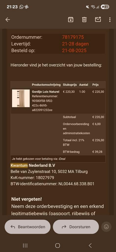 Gordijnen 276 breedte en 100 hoogte. Kwantum Lois Naturel, Huis en Inrichting, Stoffering | Gordijnen en Lamellen, Nieuw, Ophalen