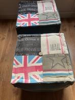 Set Poefen - denim, Ophalen, Minder dan 50 cm, Vierkant, Minder dan 50 cm