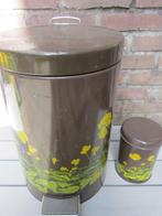 vintag Brabantia pedaalemmer bruin/bloemen 12 liter +blik, Gebruikt, Met pedaal, Ophalen of Verzenden, Metaal