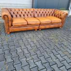 Sleetse Chesterfield XL bank cognac + GRATIS BEZORGD, Chesterfield, Rechte bank, Gebruikt, Leer