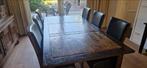 Mooie houten eettafel met 6 stoelen, Ophalen, Gebruikt, 100 tot 150 cm, 200 cm of meer