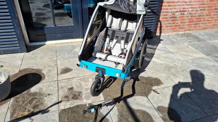 Fietskar 2 zits, Qeridoo Kidgoo2, Fietsen en Brommers, Fietsaccessoires | Aanhangers en Karren, Nieuw, Kinderkar, Vering, Opvouwbaar