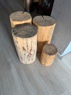 Boomstam (bijzettafeltjes), Huis en Inrichting, Tafels | Sidetables, Ophalen, Gebruikt, 25 tot 50 cm, Rond