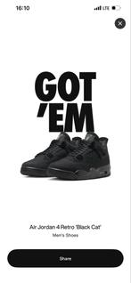 Air Jordan 4 Black Cat US9,5/EU43, Kleding | Heren, Schoenen, Ophalen of Verzenden, Nieuw, Zwart, Sneakers of Gympen