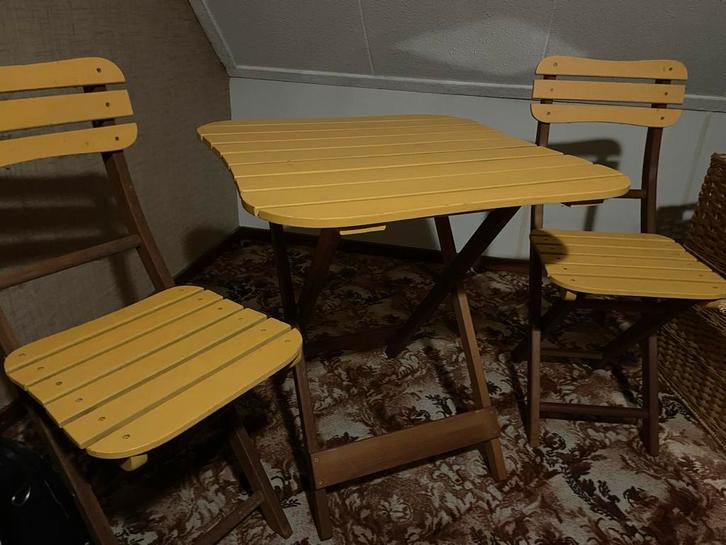 Houten Bistro Setje - Tafel en Stoelen, Huis en Inrichting, Complete eetkamers, Gebruikt, Minder dan 4 stoelen, Ophalen