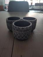 Set van 3 kleine potjes met tribal print (Ø~8cm x H~6,5cm), Ophalen, Rond, Binnen, Zo goed als nieuw