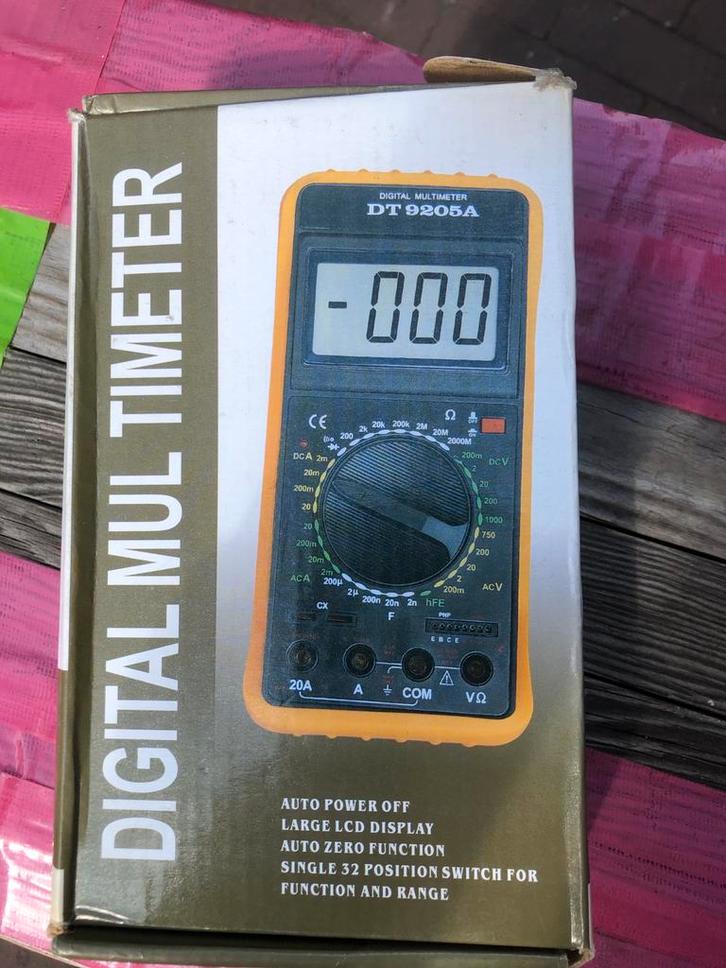 Digitale Multimeter DT 9205C - Perfect voor Elektriciens!, Doe-het-zelf en Verbouw, Meetapparatuur, Nieuw, Multimeter, Ophalen
