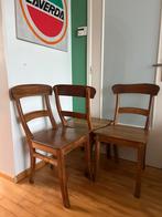 TEAKHOUT; houten stoelen, set van 3 exemplaren, Ophalen, Gebruikt, Land, Café, bruin café, Brasserie, Hout