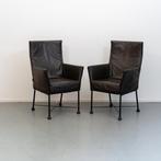 6 Montis Chaplin stoelen donkerbruin leder - zwart frame, Ophalen of Verzenden, Zo goed als nieuw, Leer