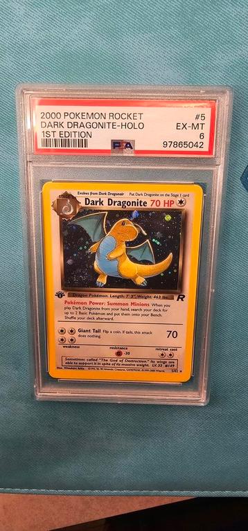 Dark Dragonite Holo swirl 1st Edition PSA 6 beschikbaar voor biedingen