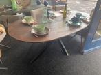 Tafel deens ovaal 200x110 notenhout stalen matrix poot, Ophalen, 100 tot 150 cm, Vijf personen of meer, Metaal