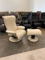 Stressless leren relax fauteuil stoel met voetenbank wit, Huis en Inrichting, Fauteuils, 75 tot 100 cm, Leer, Ophalen of Verzenden