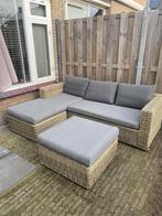 Gratis Intratuin Loungeset 5 persoons wicker grijs en hocker, Ophalen, 5 zitplaatsen, Gebruikt, Bank